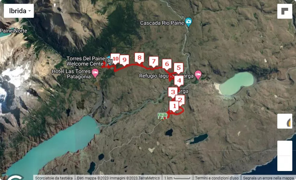 Patagonian International Marathon 2023, 10 km race course map