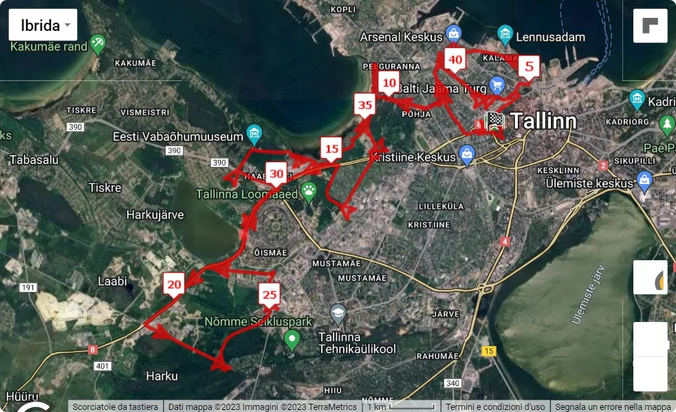 mappa percorso di gara Tallinn Marathon 2023