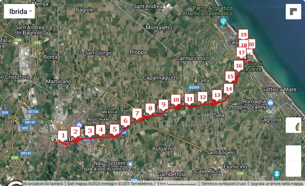 12° Mezza Maratona Alzheimer, 21.0975 km race course map