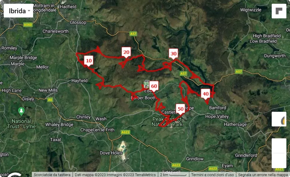 mappa percorso di gara Ultra X 110 England 2023