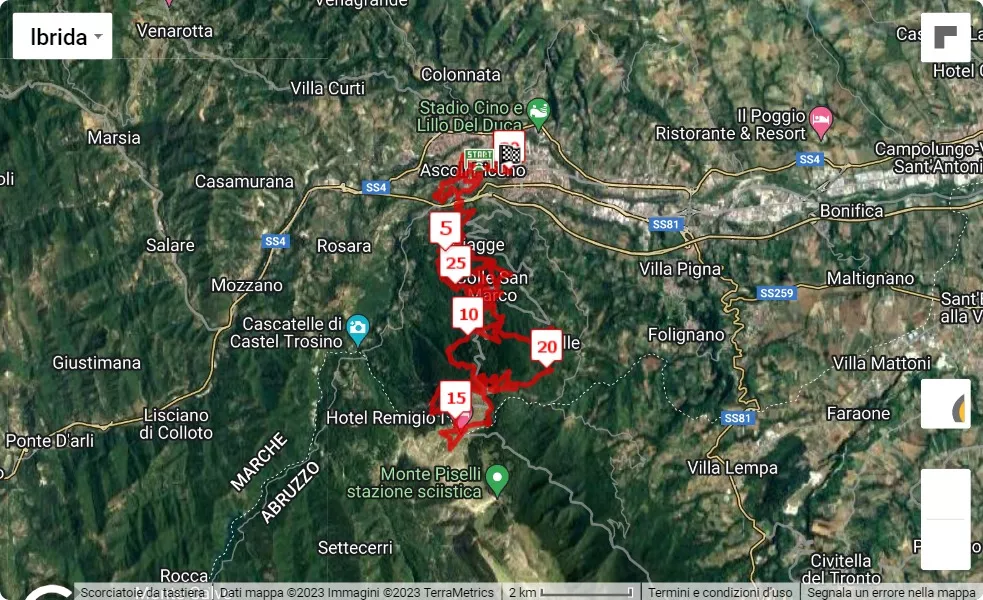 5° Ascoli Xtreme Trail, 30 km race course map