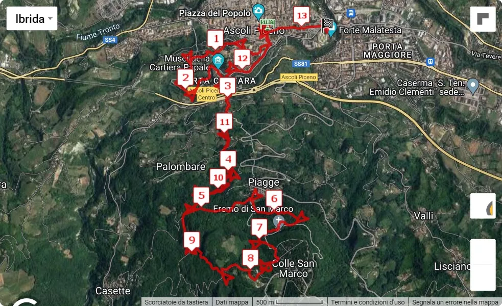5° Ascoli Xtreme Trail, 15 km race course map