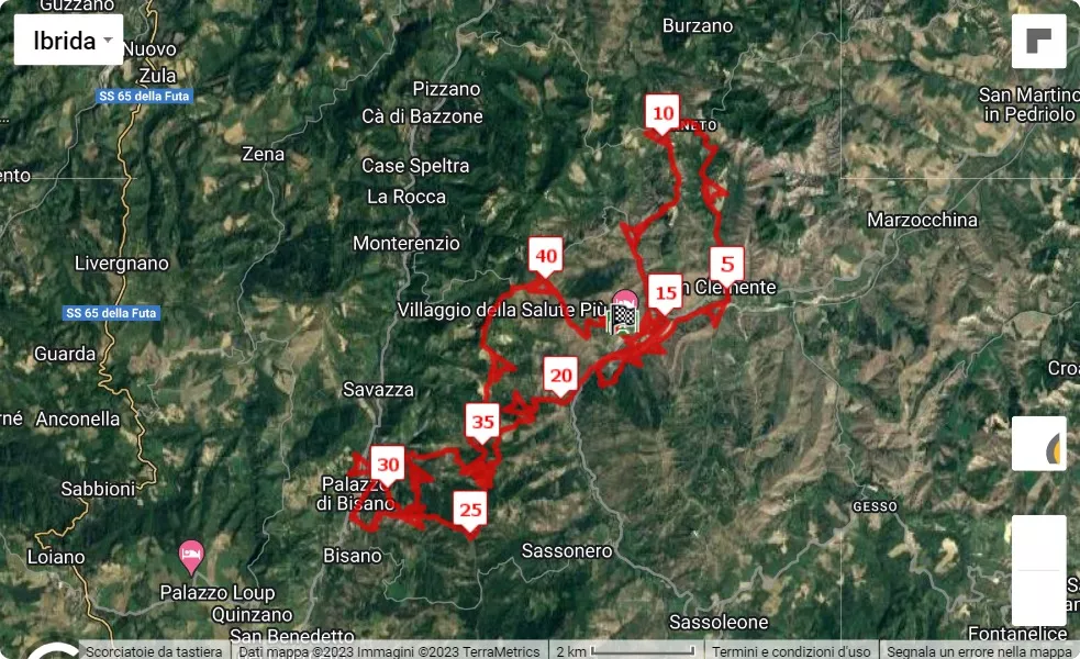 mappa percorso di gara Bologna Marathon in Trail 2023