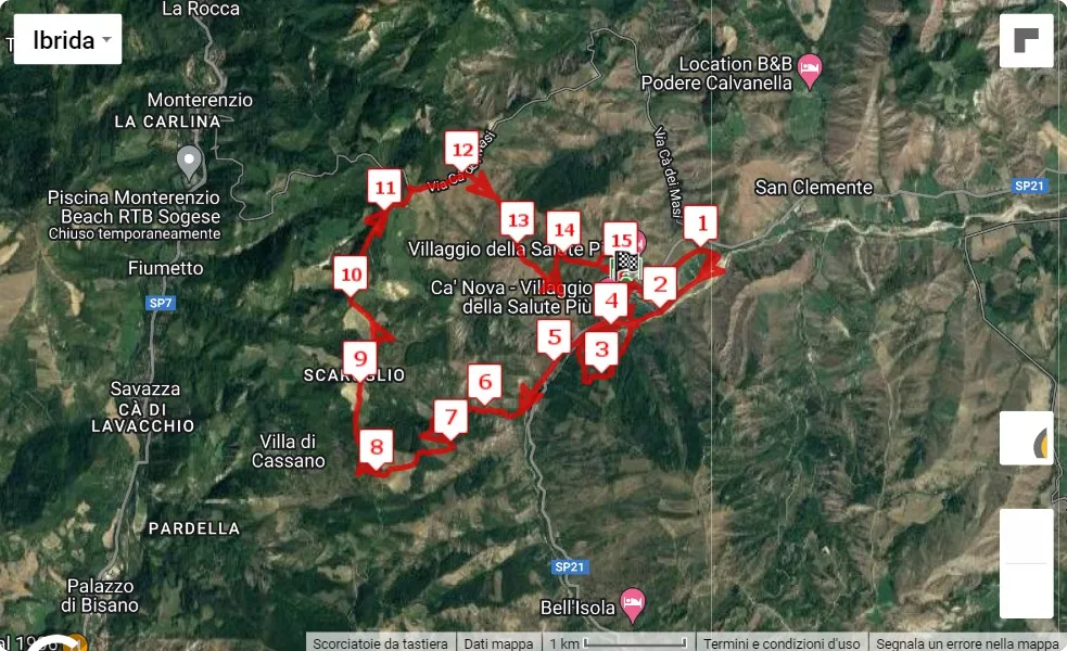 Bologna Marathon in Trail 2023, mappa percorso gara 14 km