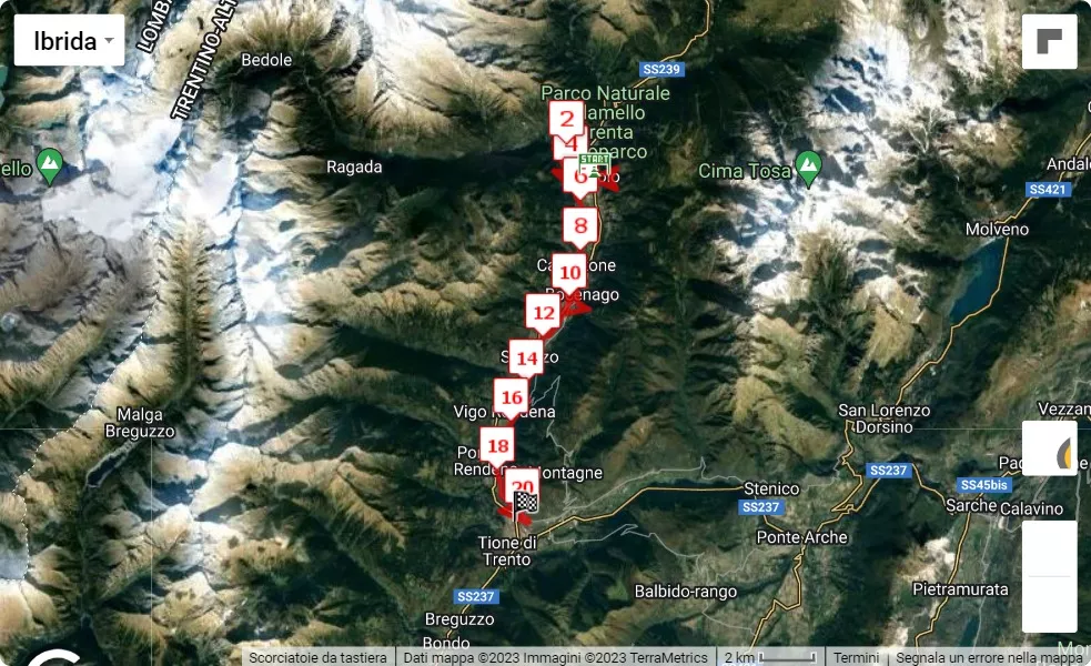 Dolomitica Run 2023, 21.0975 km race course map