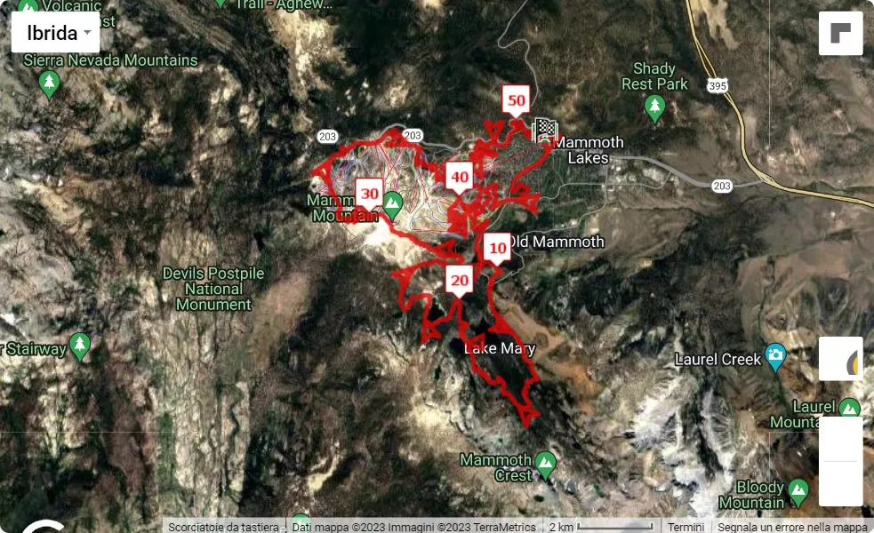 Mammoth Trail Fest 2023, mappa percorso gara 50 km