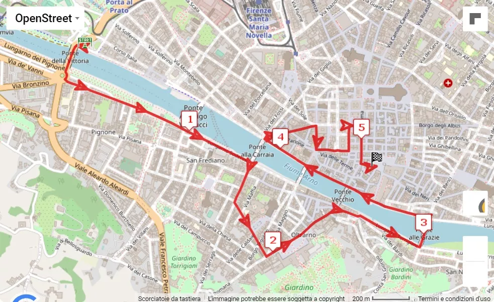 Corri la vita 2023, 5.2 km race course map