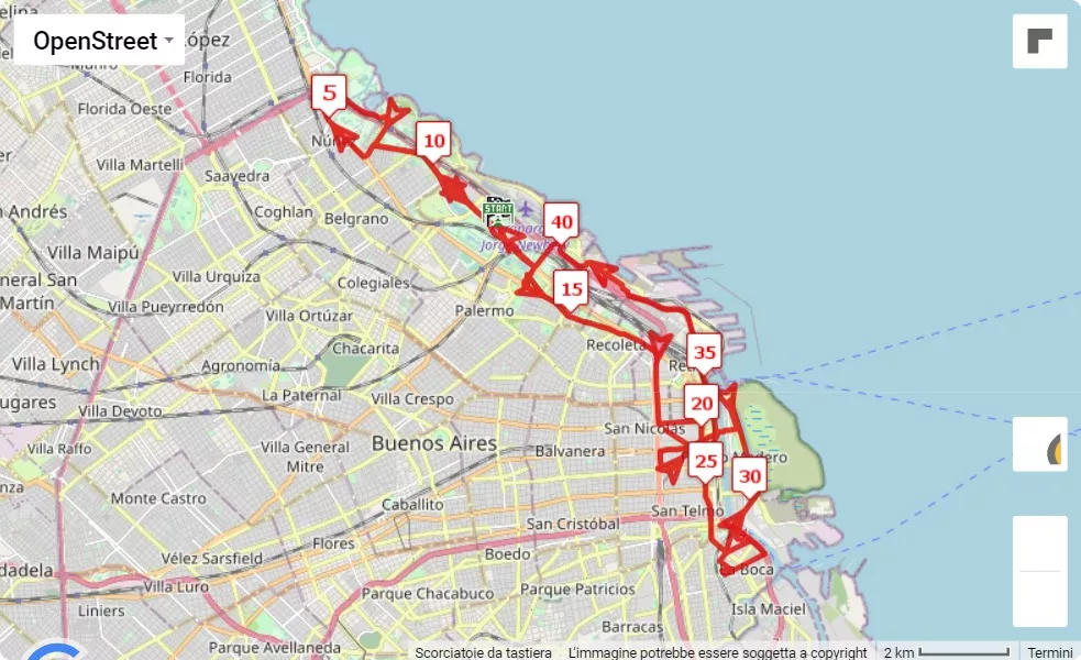 Maratón Internacional De Buenos Aires 2023, mappa percorso gara 42.195 km