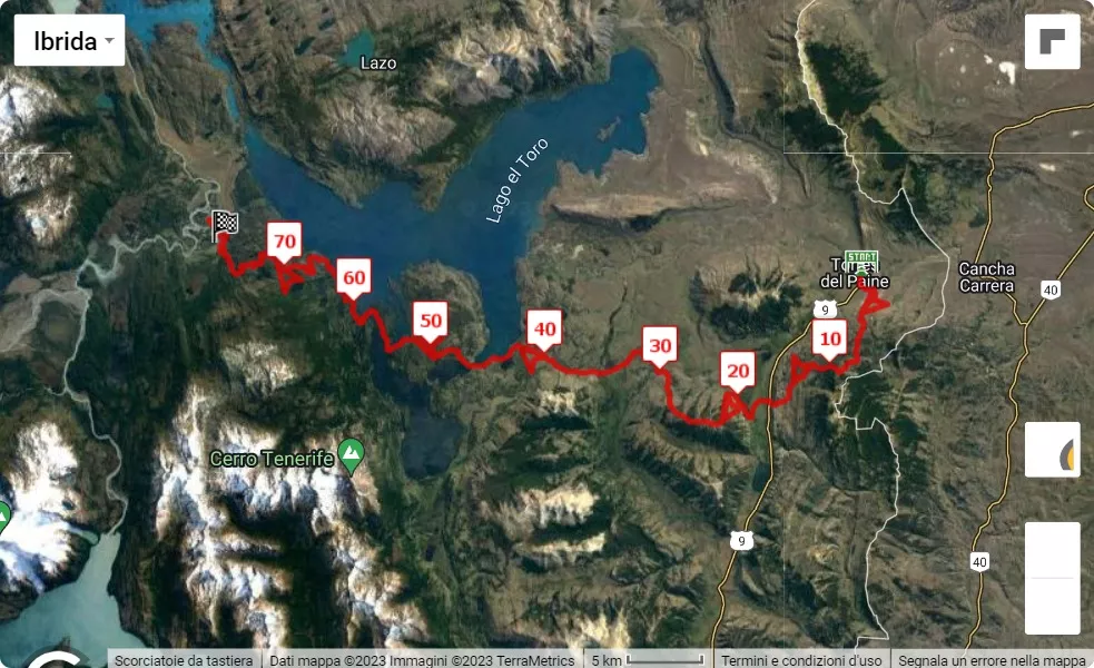 mappa percorso di gara Ultra Paine 2023