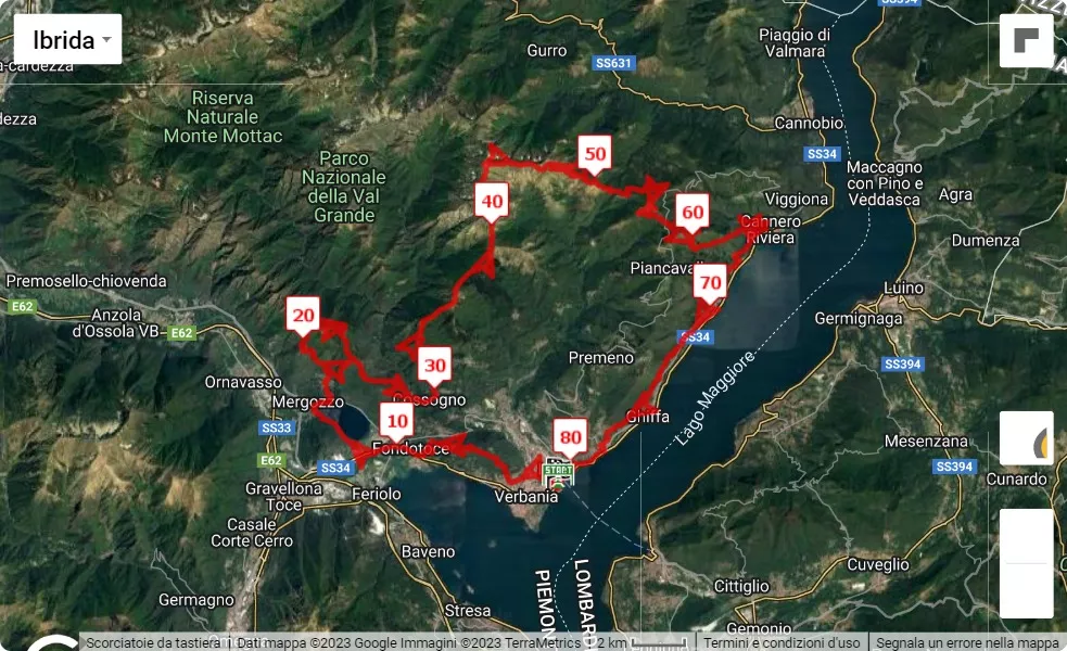 mappa percorso di gara Ultra Trail Lago Maggiore 2023