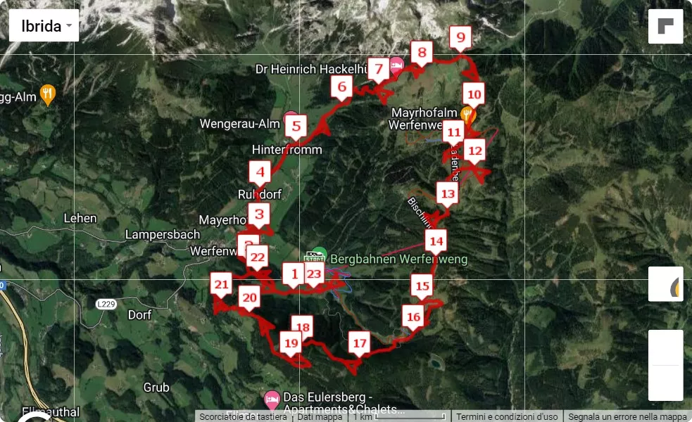 Alpine Team Trail Run 2023, 23 km race course map