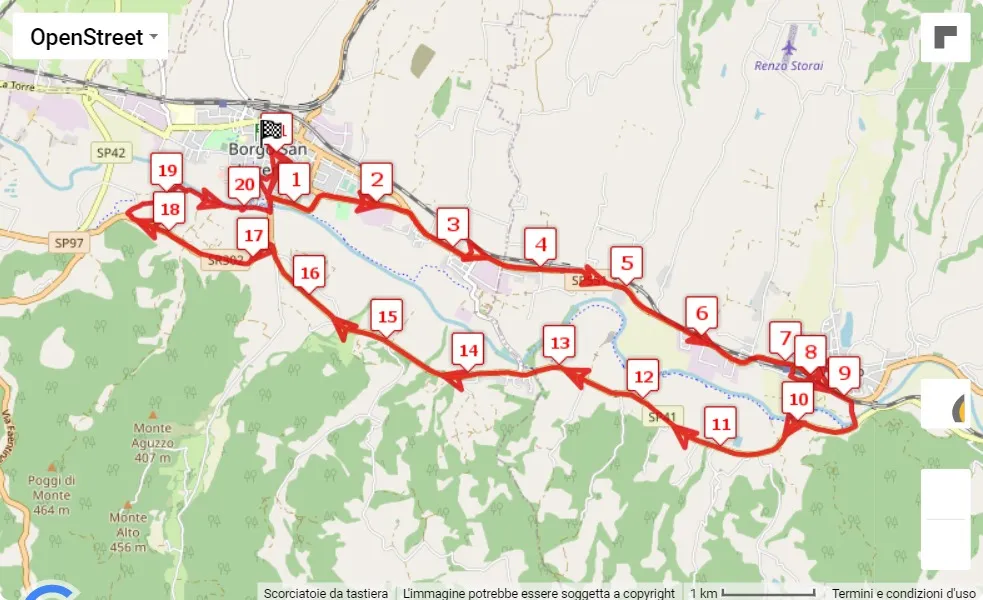 49° Maratona del Mugello, 21.0975 km race course map