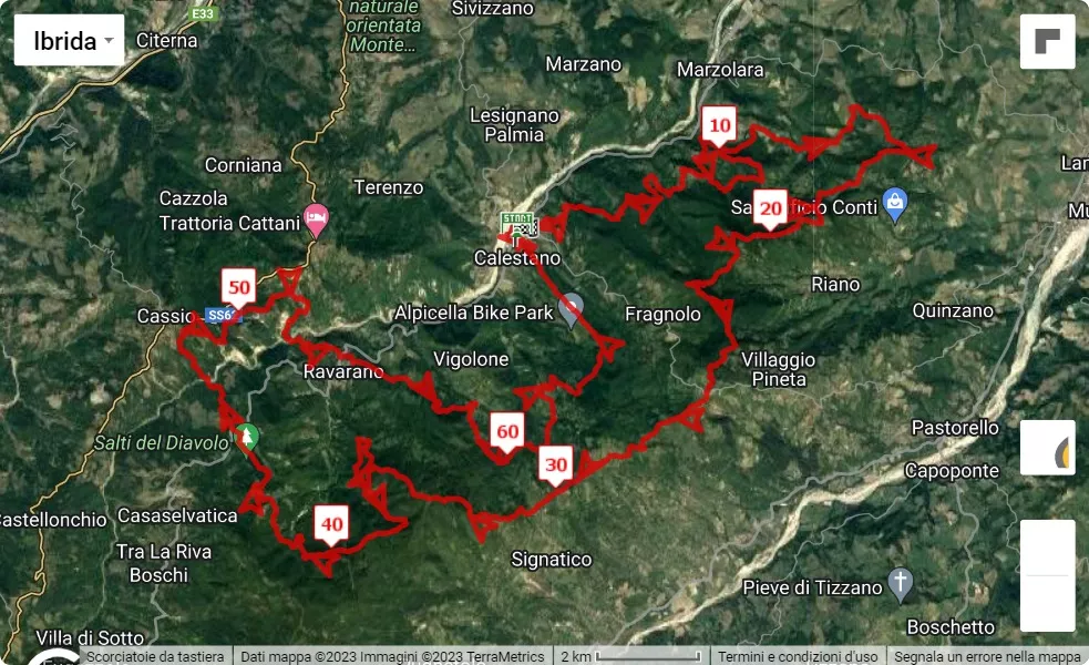 16° Tartufo Trail Running, mappa percorso gara 68 km