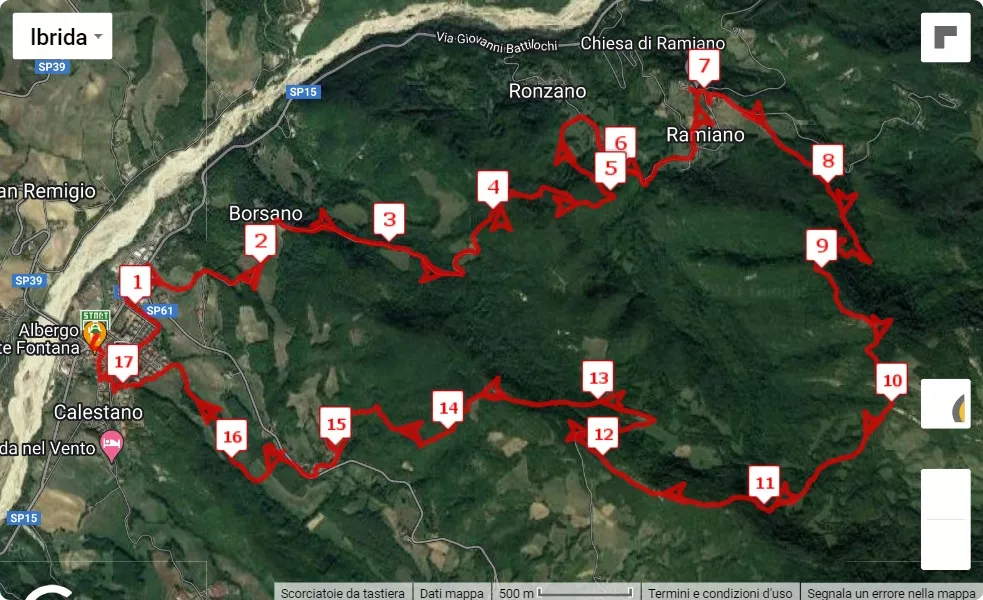 16° Tartufo Trail Running, 17.1 km race course map