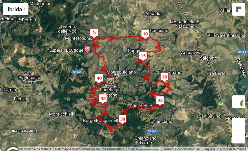 mappa percorso di gara 6° Montepulciano Run