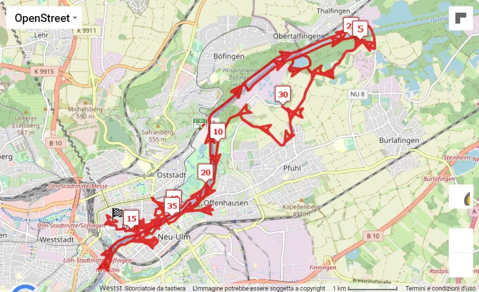 mappa percorso di gara Einstein Marathon 2023