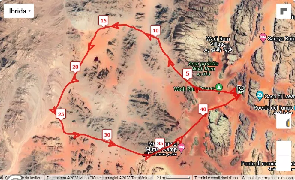 mappa percorso di gara Ultra X Jordan 2023