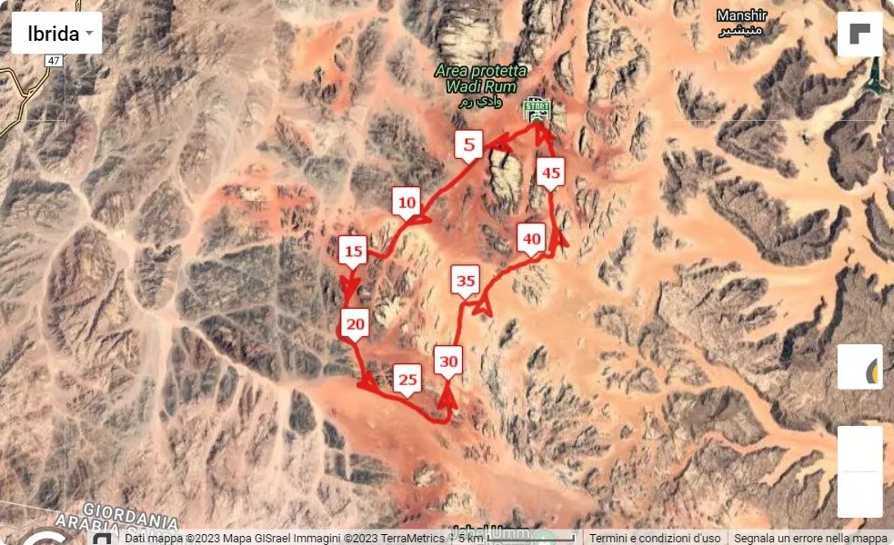 Ultra X Jordan 2023, mappa percorso gara 49.7 km