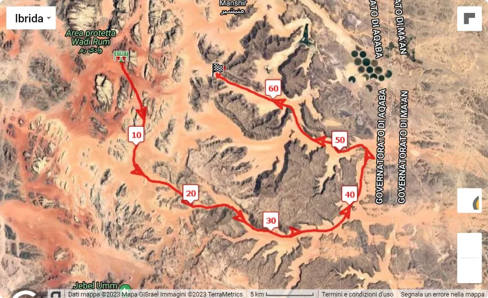 Ultra X Jordan 2023, 66.7 km race course map