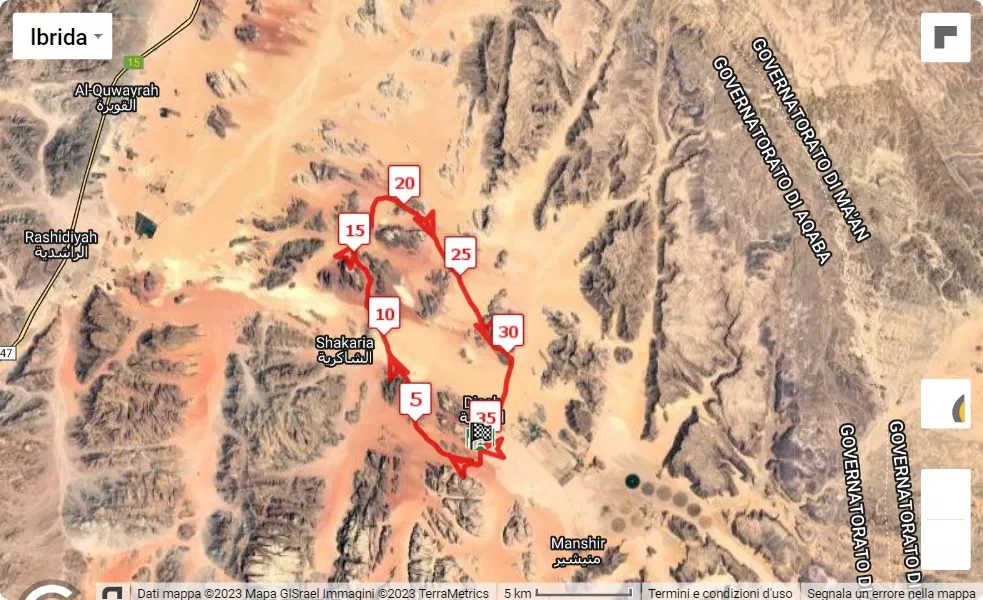 Ultra X Jordan 2023, mappa percorso gara 35.5 km