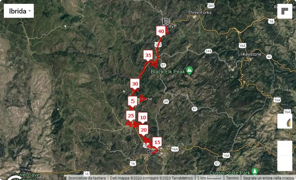 Run Crazy Horse Marathon 2023, mappa percorso gara 42.195 km