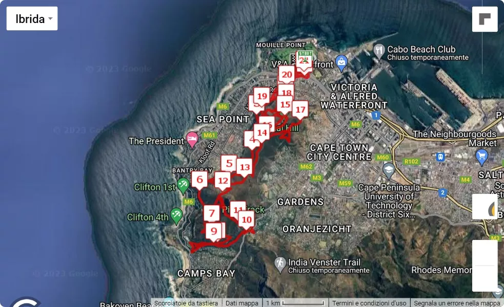 Cape Town Trail Marathon 2023, 22 km race course map