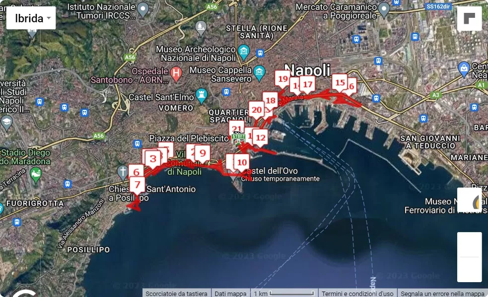 3° Neapolis Marathon - 3° Neapolis Half, mappa percorso gara 21.0975 km