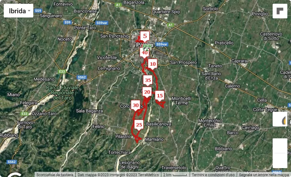 mappa percorso di gara 7° Parma Marathon