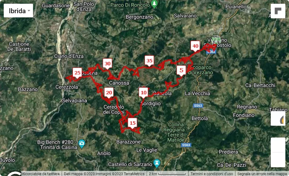 Canossa Trail Marathon 2023, mappa percorso gara 42 km