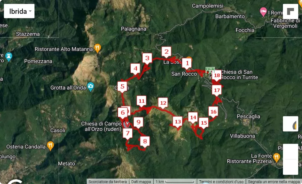 4° Piglione Trail 2023, 19 km race course map