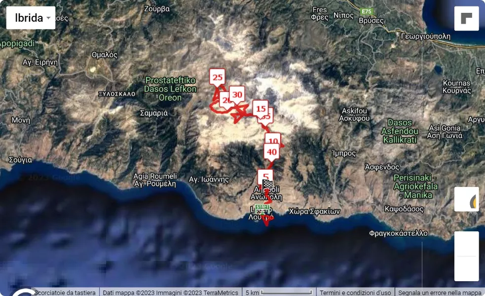 Sfakia Sky Marathon, mappa percorso gara 44.1 km