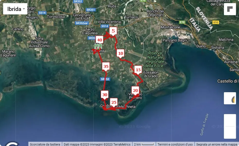 mappa percorso di gara 3° Mytho Marathon