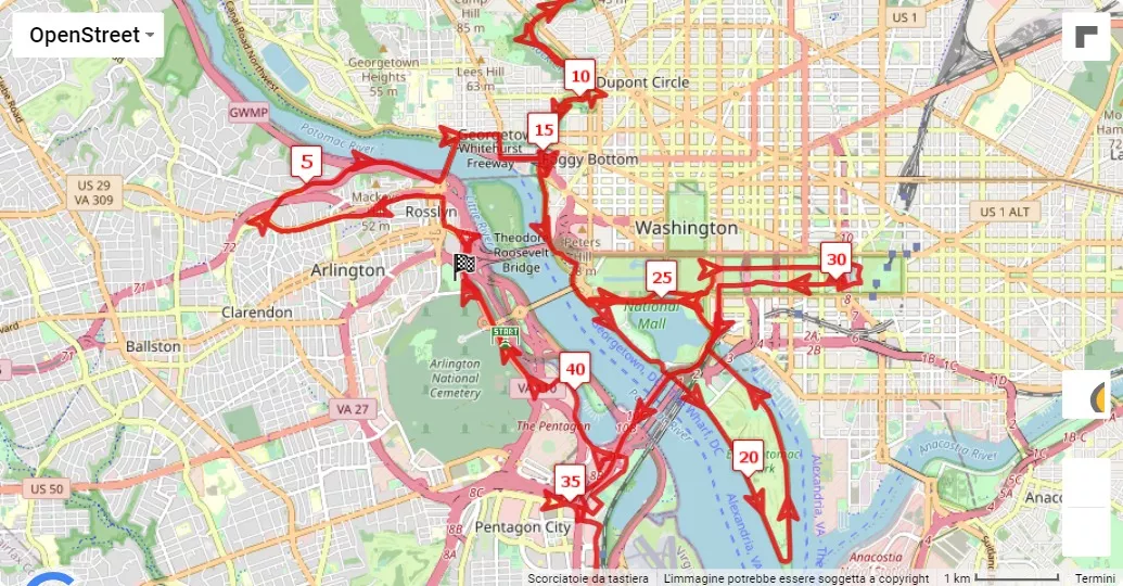 Marine Marathon 2023, 42.195 km race course map