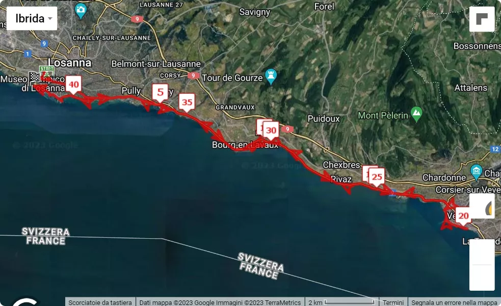 Lausanne Marathon 2023, 42.195 km race course map