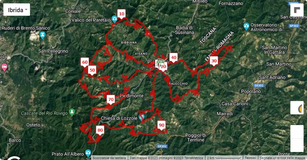Trail del cinghiale 2023, mappa percorso gara 100 km
