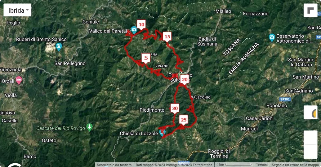Trail del cinghiale 2023, mappa percorso gara 33 km