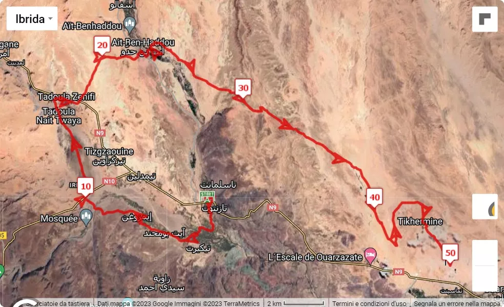 Ultra X Morocco 2023, 50 km race course map