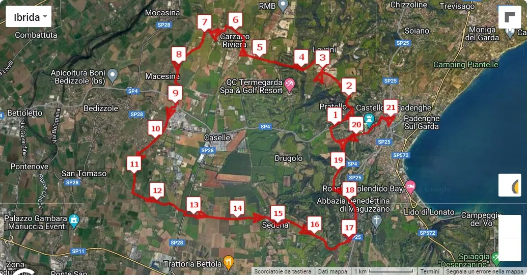 XV PADENGHE HALF MARATHON, 21.0975 km race course map