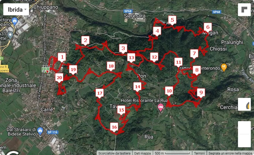 5^ Piccolo Trail delle Bregonze, mappa percorso gara 21 km