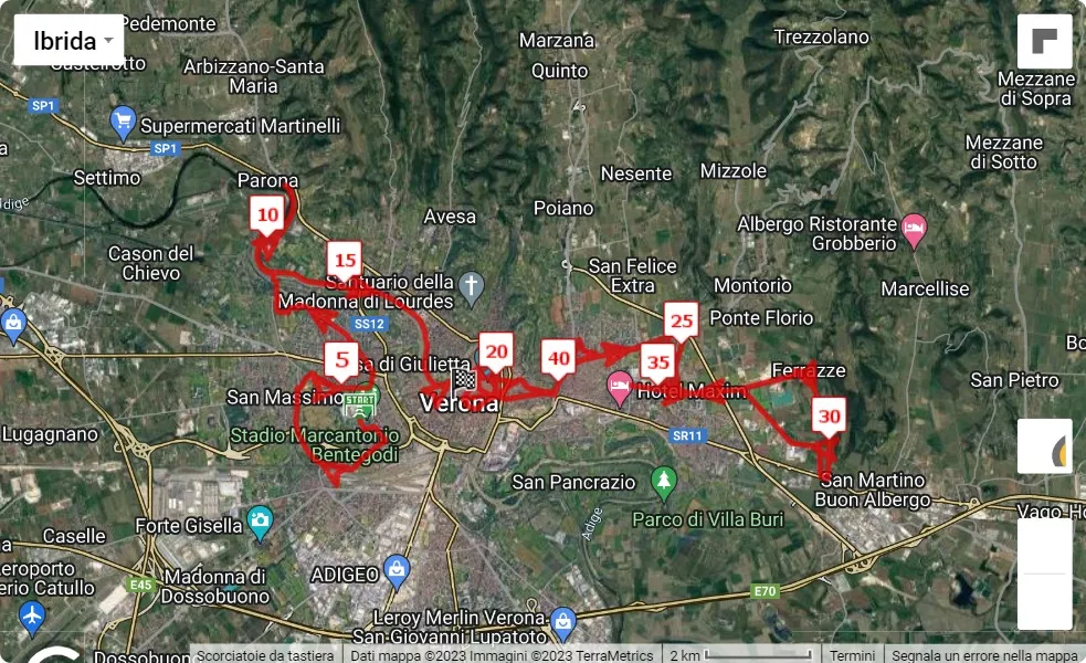 20° Veronamarathon - Cangrande Half Marathon - Last10Km, mappa percorso gara 42.195 km