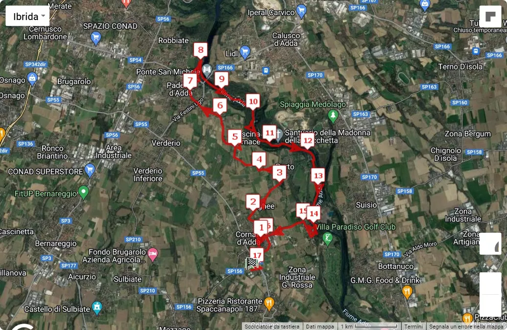 6° Corri con Energia, mappa percorso gara 18 km