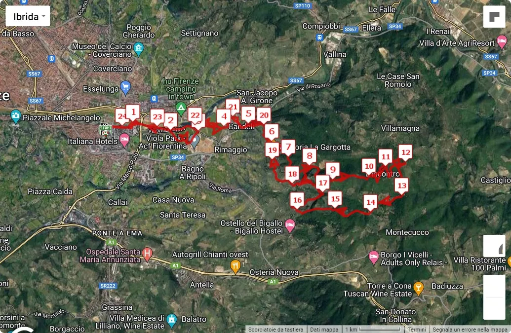43° Trofeo U.S. Nave - 6° Scalata al Convento, mappa percorso gara 25 km