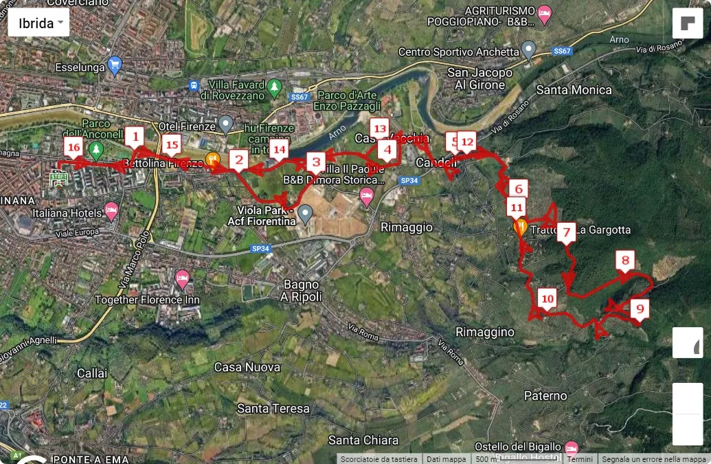 43° Trofeo U.S. Nave - 6° Scalata al Convento, 16 km race course map