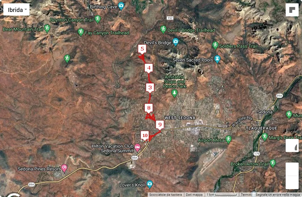 RunSedona 2024, mappa percorso gara 10 km