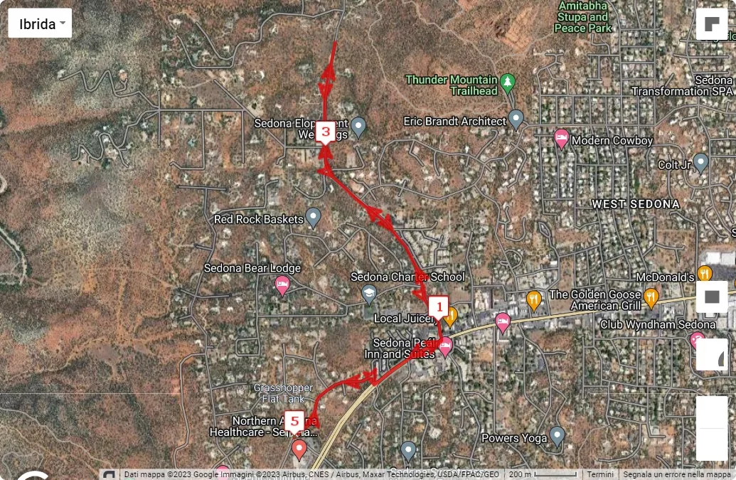 RunSedona 2024, mappa percorso gara 5 km