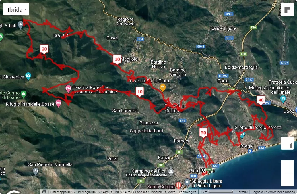 12° Val Maremola Trail, 54 km race course map