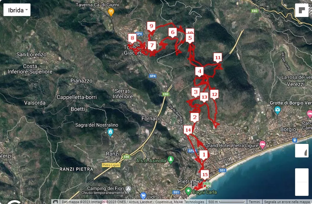 12° Val Maremola Trail, mappa percorso gara 14 km