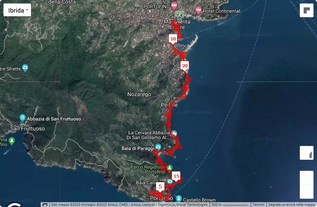 mappa percorso di gara 17° Mezza Maratona delle Due Perle