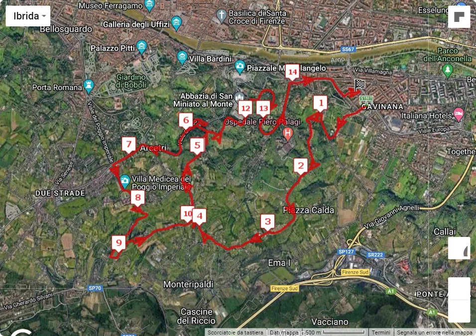 37° Trofeo Oltrarno, 14 km race course map
