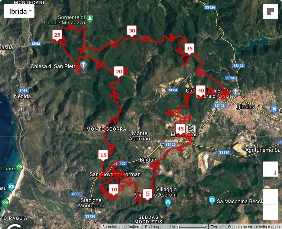 mappa percorso di gara 7° Trail delle Miniere